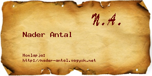 Nader Antal névjegykártya
